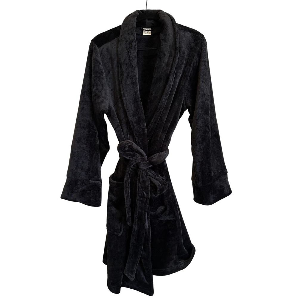 Soma Women's L/XL Luxe Short Robe Black SOFT & COZY